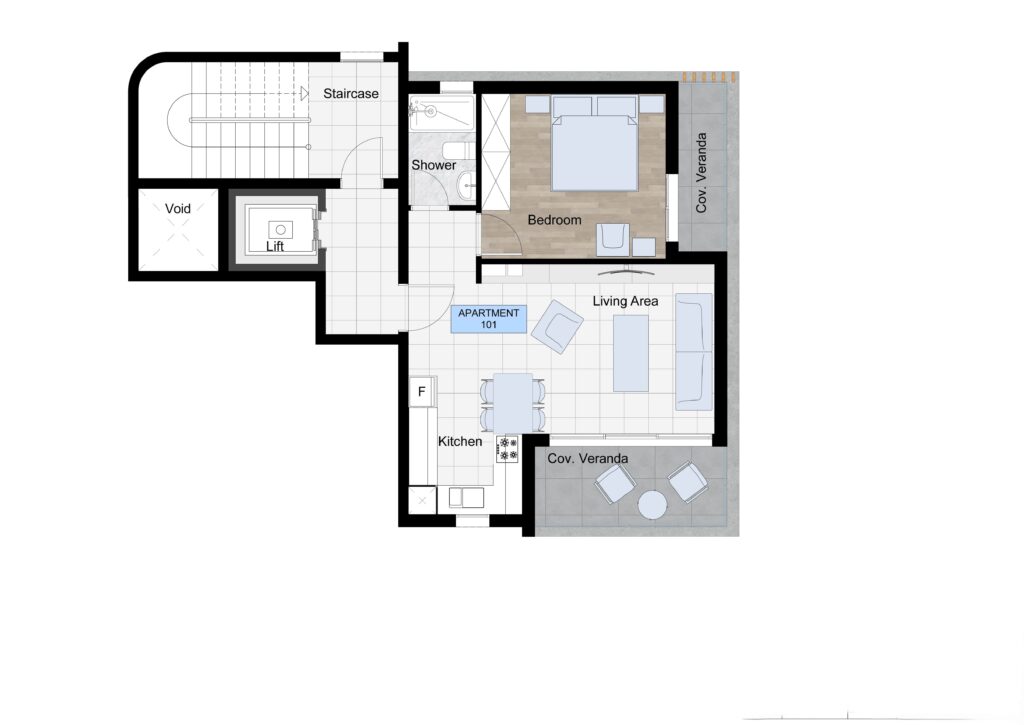 Floor Layout ,no 101,one Bedroom Apt Min